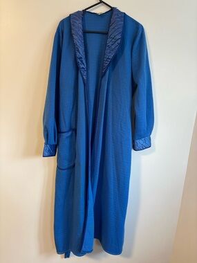 Vintage Biricit Blue Dressing Gown Belted Long Robe One Size Fits Most